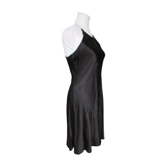 Vintage 90s Pariscope Made in Canada Black Mini Dress with Crystal Bling Straps - Picture 4 of 8